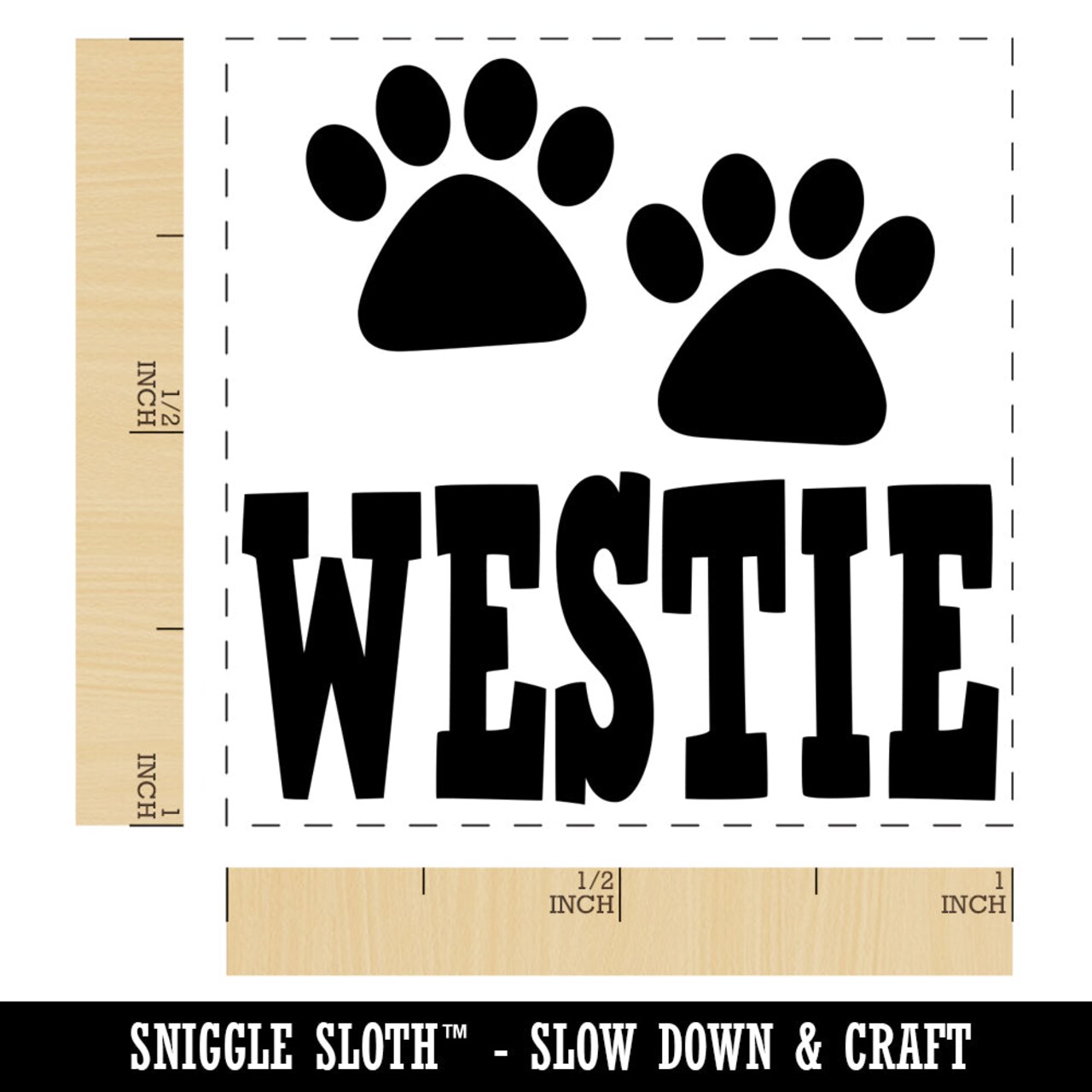 Westie West Highland White Terrier Dog Paw Prints Fun Text Self-Inking Rubber Stamp Ink Stamper